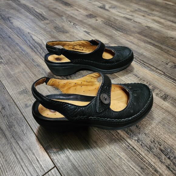 Pre-owned Clarks Unstructured black lea Trot shoes size 7 SHLF - Picture 6 of 9